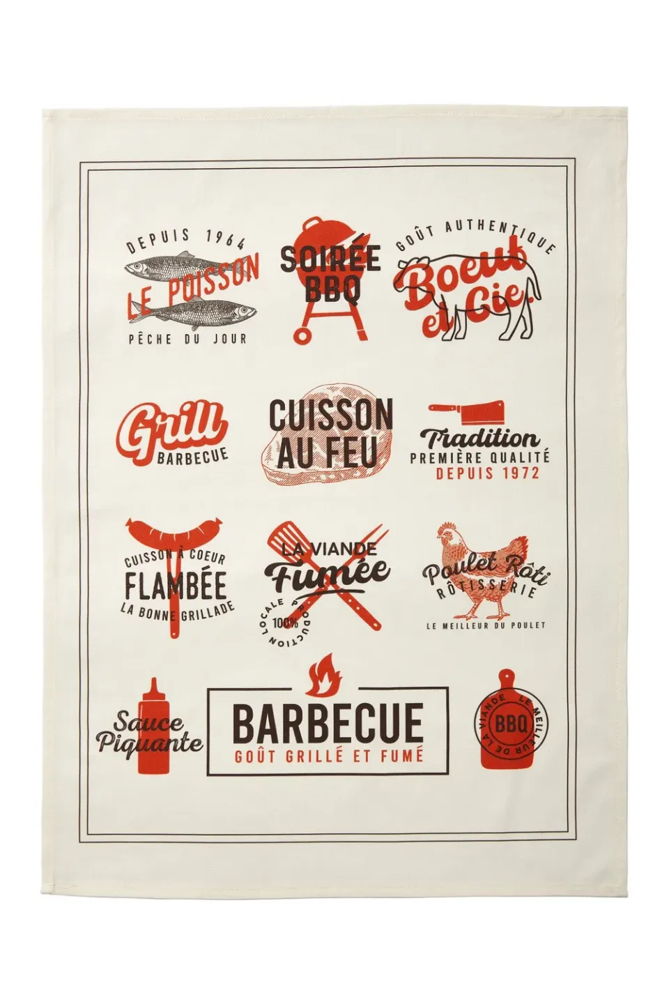 Coucke Barbecue kjøkkenhåndkle 50x75 cm hvitt bomull