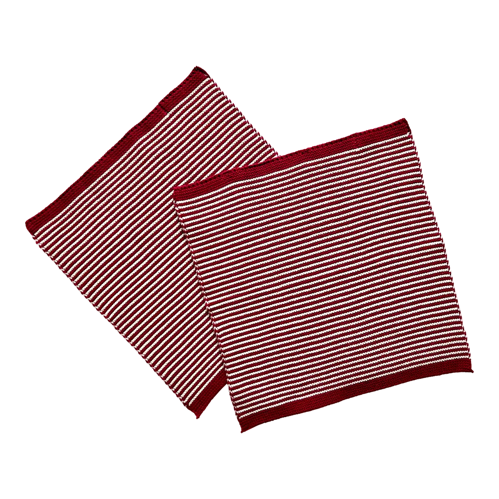 Solwang Design strikkede kluter dyprød stripe 2-pk