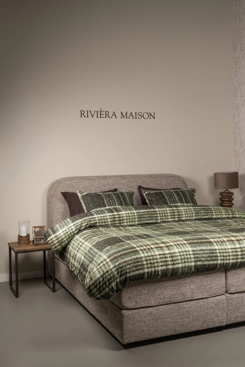 Rivièra Maison Elliot dynetrekk grønn 140x200 cm rutete flanell