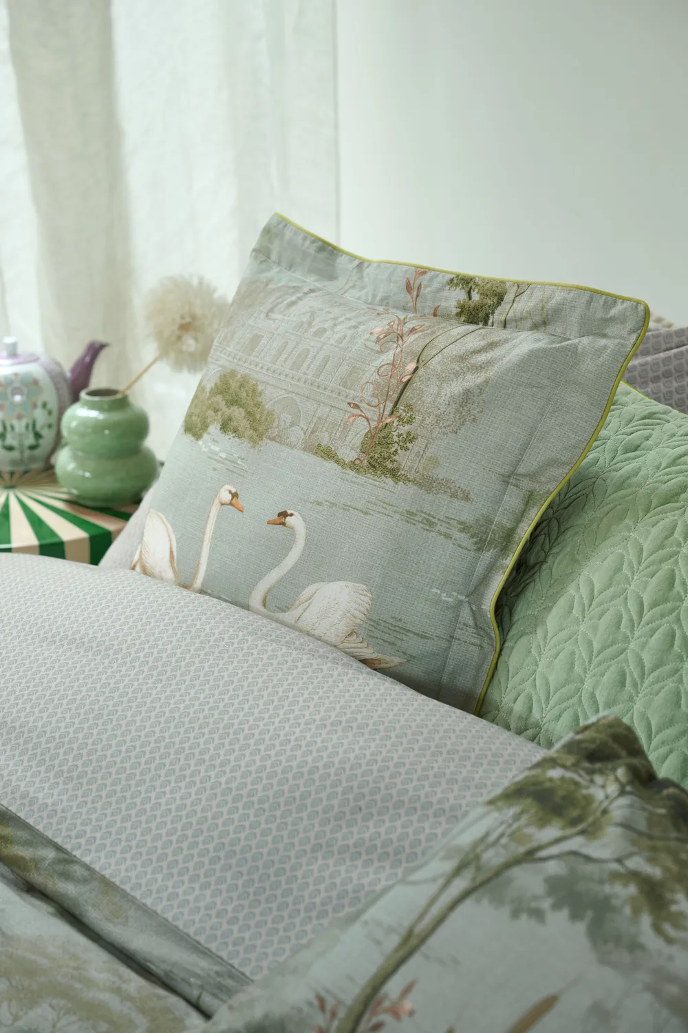 Pip Studio Darjeeling Days putetrekk 60x70 grønn bomull