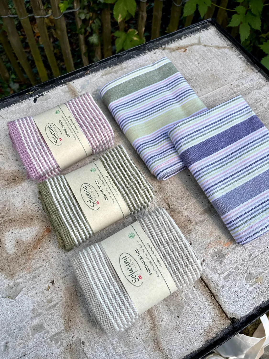 Solwang Design khaki stribe klut 2-pk økologisk