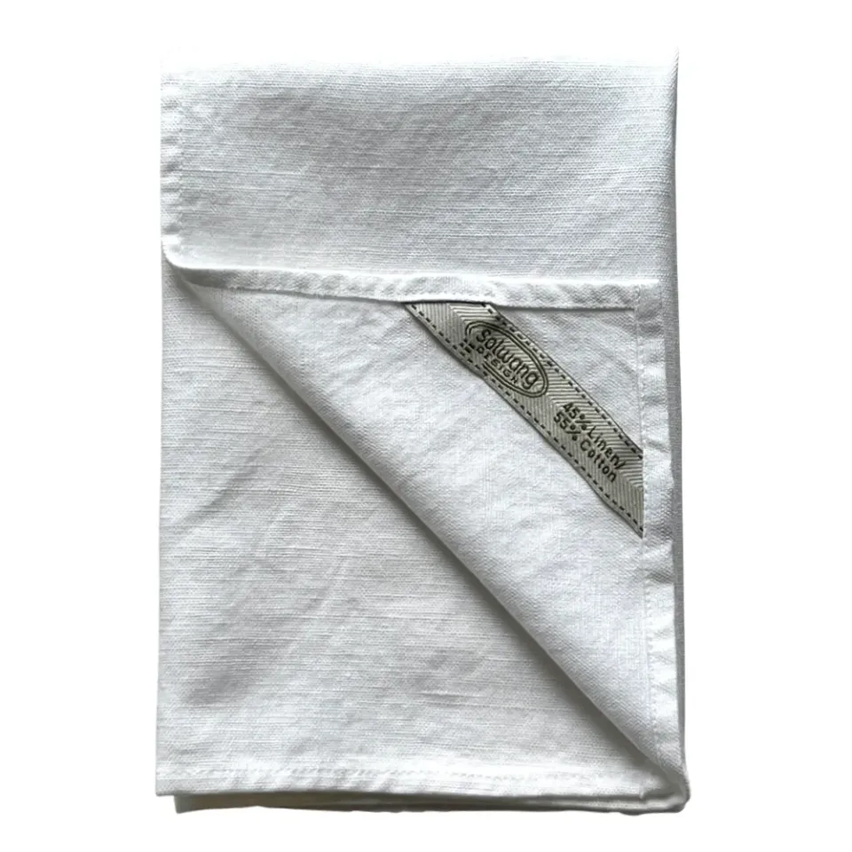 Solwang Design hvit munnserviett lin-bomull