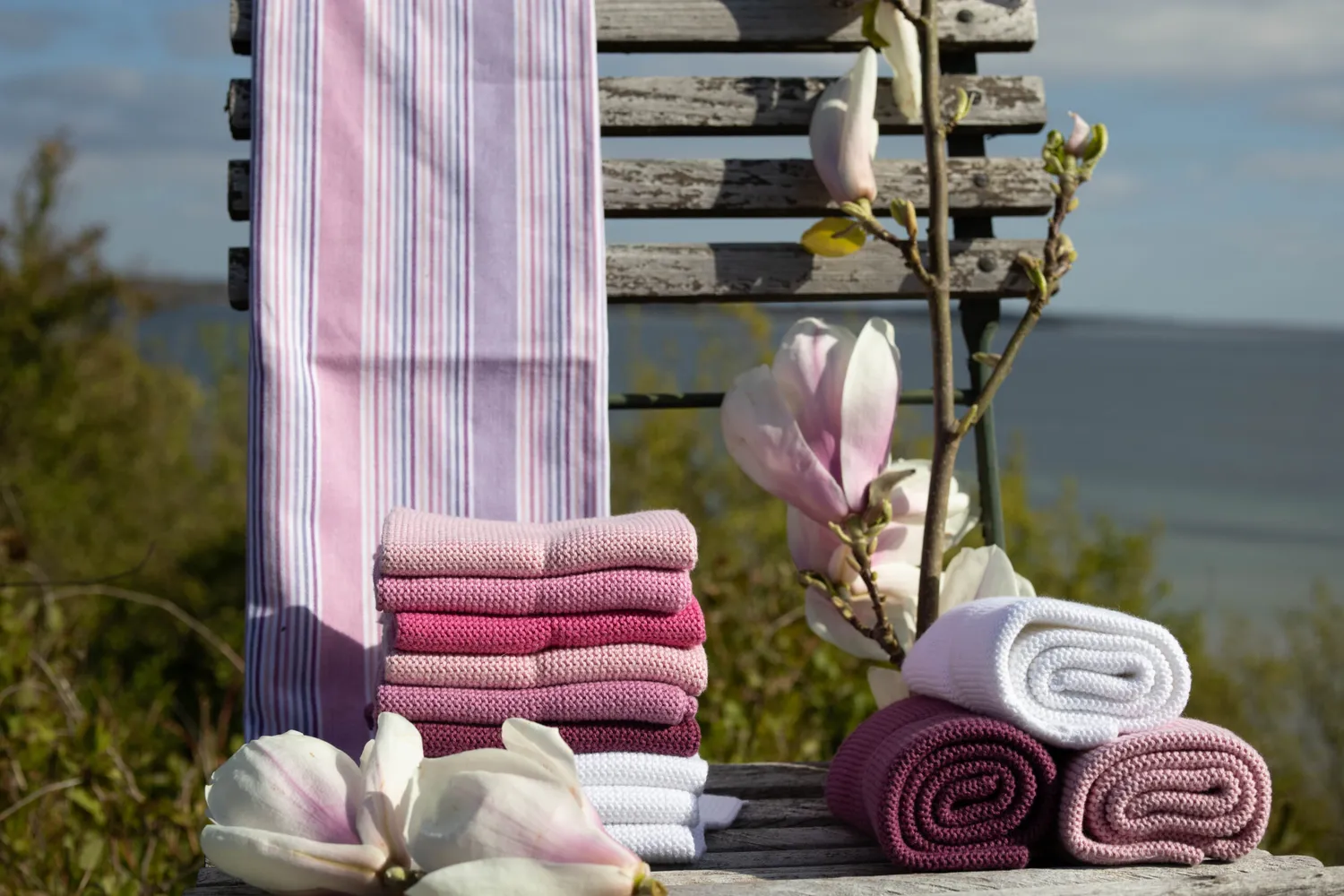 Solwang Design strikket håndkle blomme 1-pk økologisk