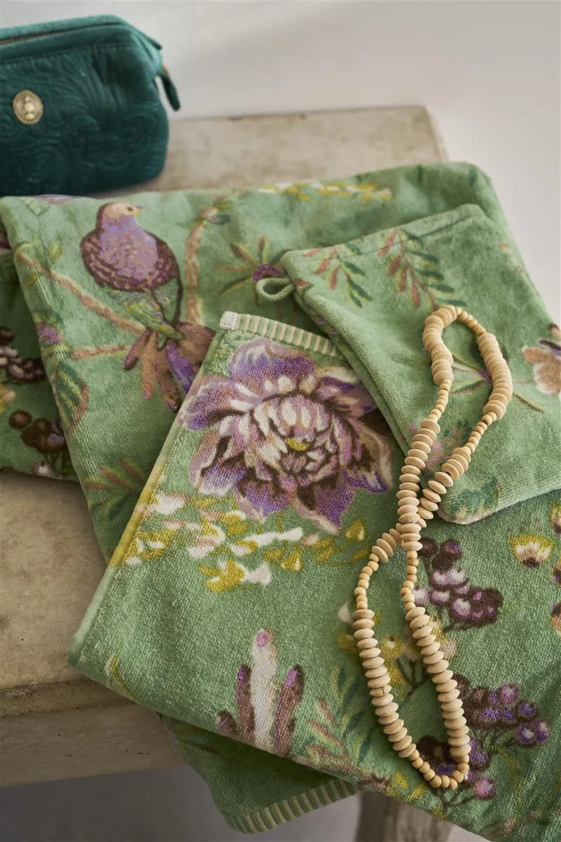 Pip Studio Secret Garden badehåndkle 70x140 grønn blomst