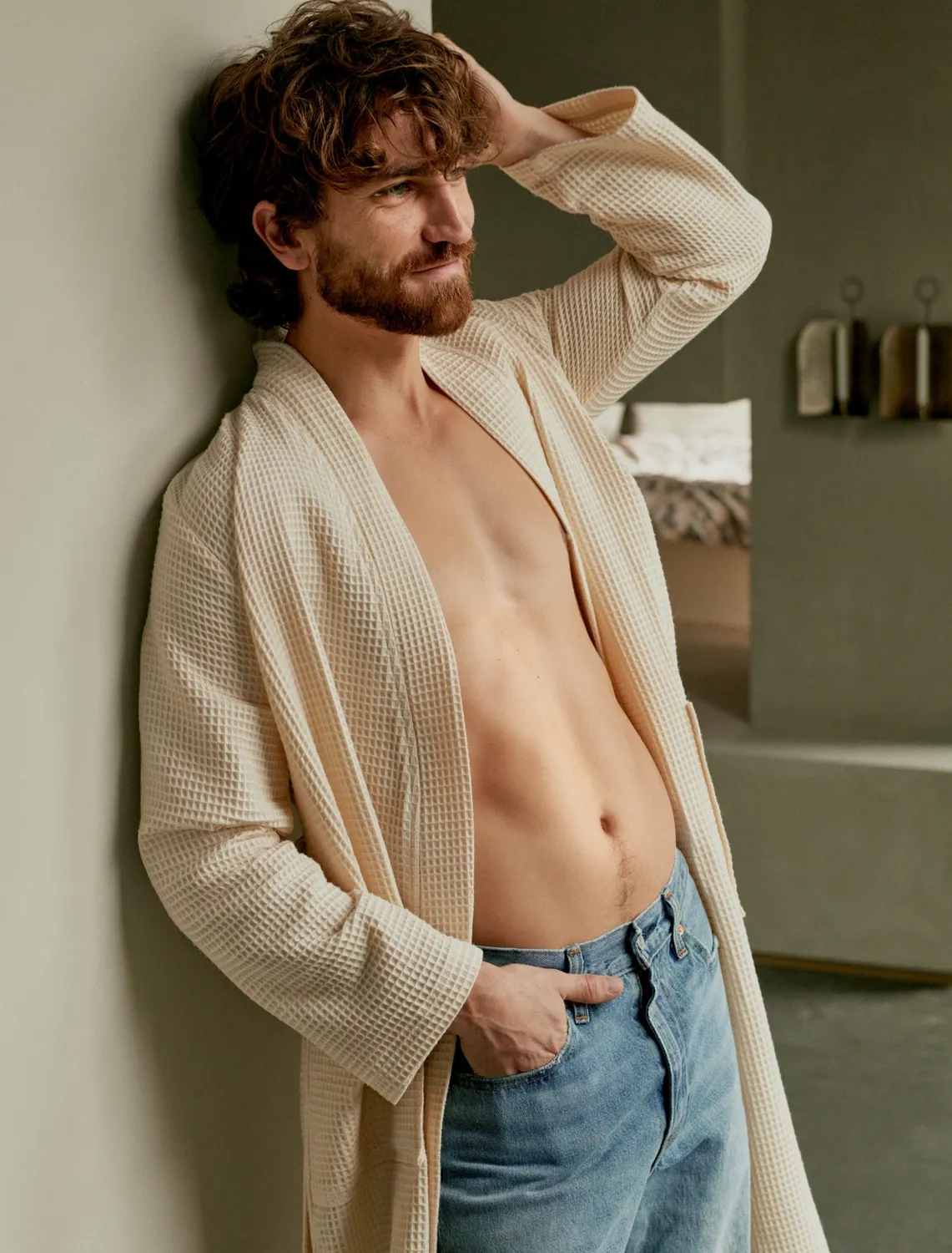 Vandyck Biarritz badekåpe cream tan vaffel M