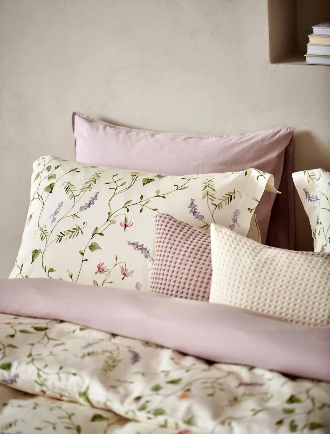 Vandyck Virella sengetøysett cream tan 140x200/220 sateng blomster