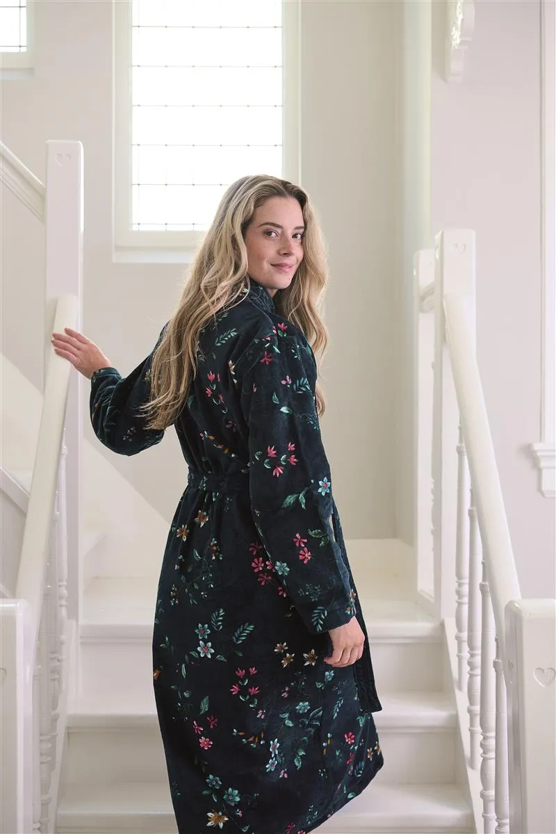 Pip Studio Les Fleurs badekåpe mørkeblå frotté