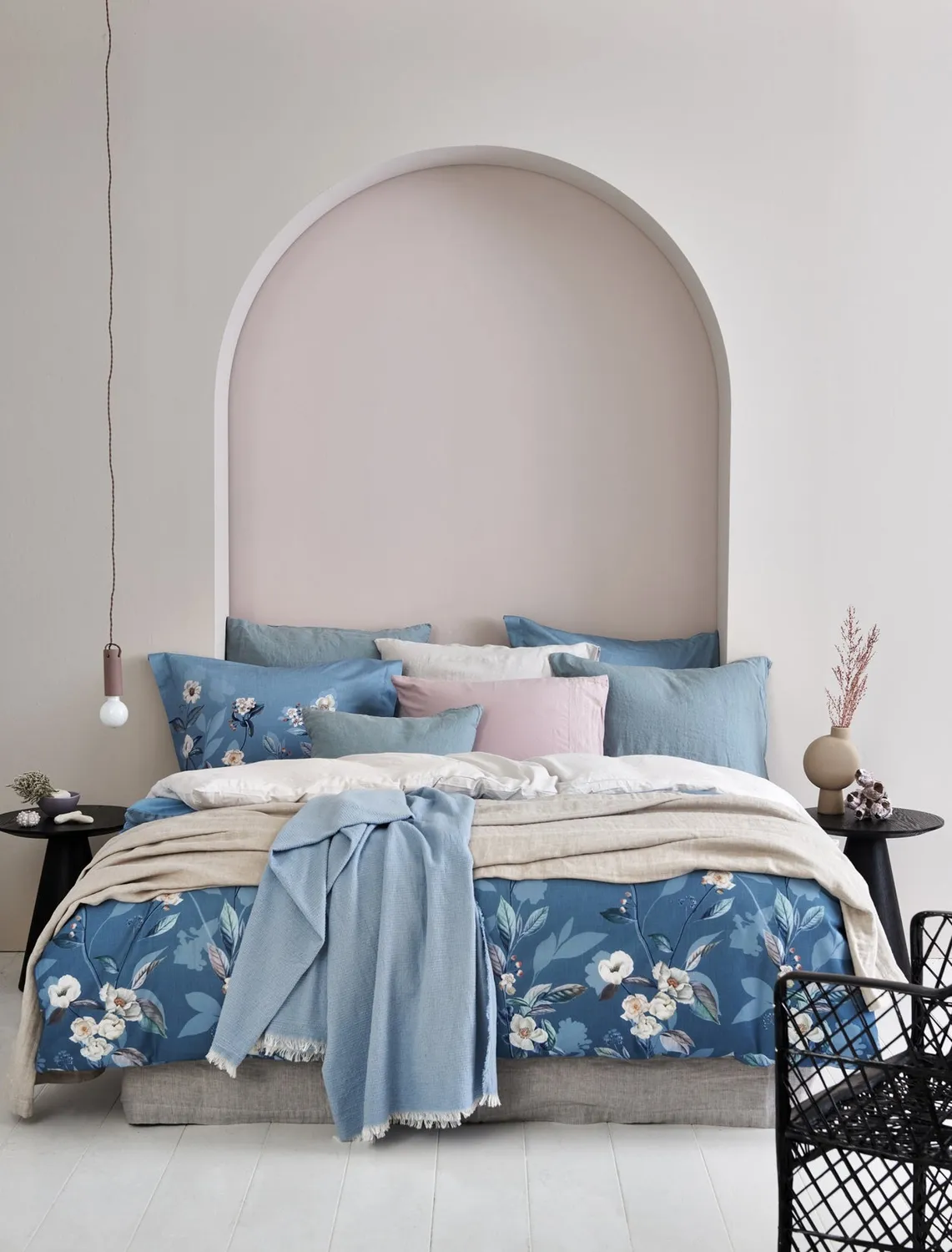 Vandyck Soft Rose sengetøy blue sky 200x200 blomster