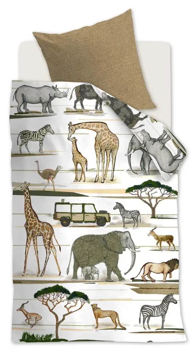 Beddinghouse Kids Jeep Safari dynetrekk 100x135 naturel