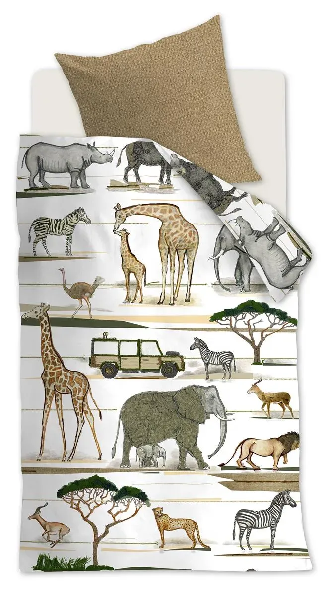 Beddinghouse Kids Jeep Safari dynetrekk 100x135 naturel