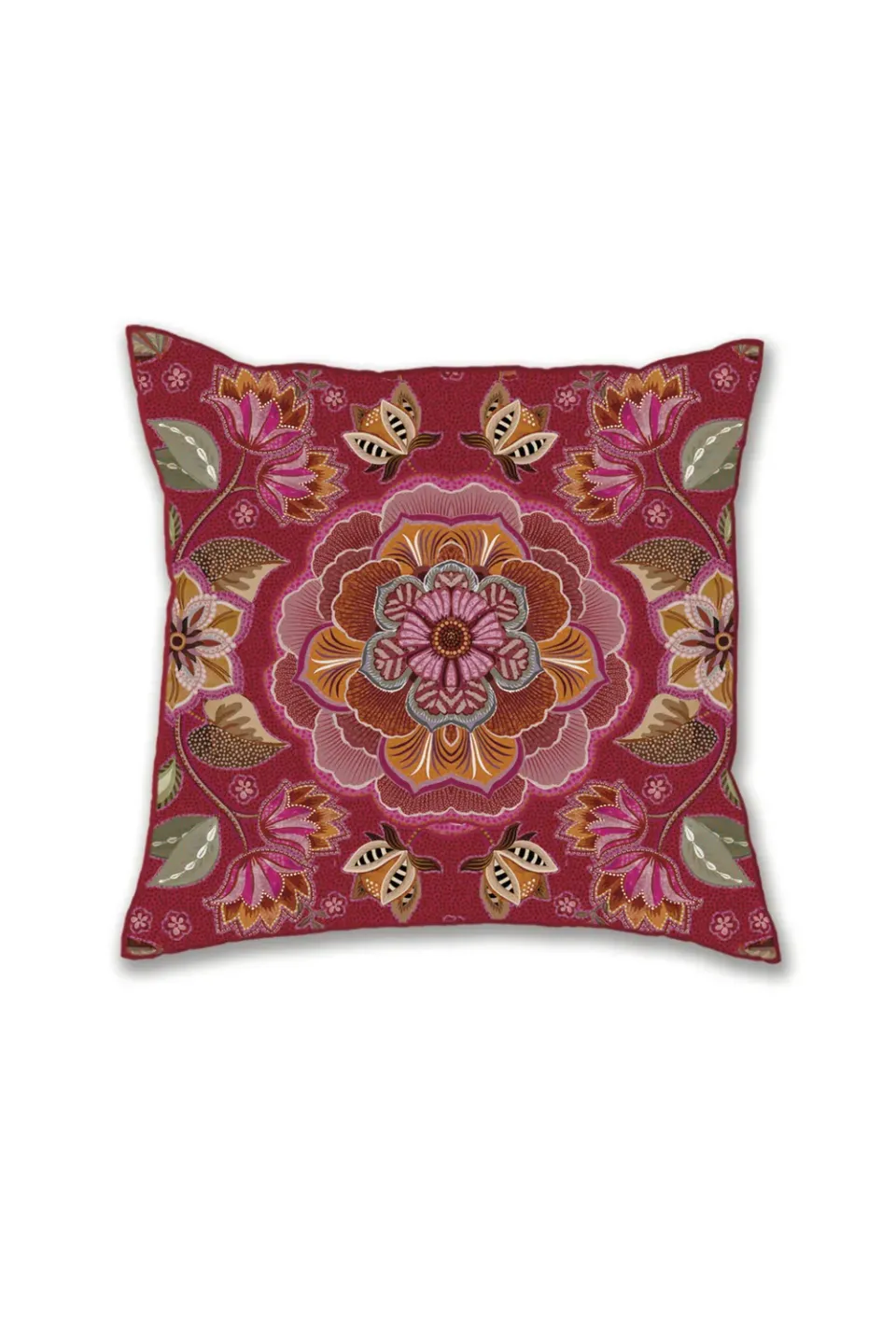 Pip Studio Matata pyntepute rød 53x53 cm bomullsperkal blomster