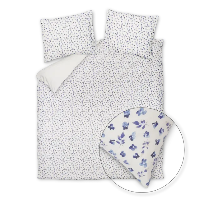 Vandyck Pure 98 dynetrekksett 240x200 indigo blomstret