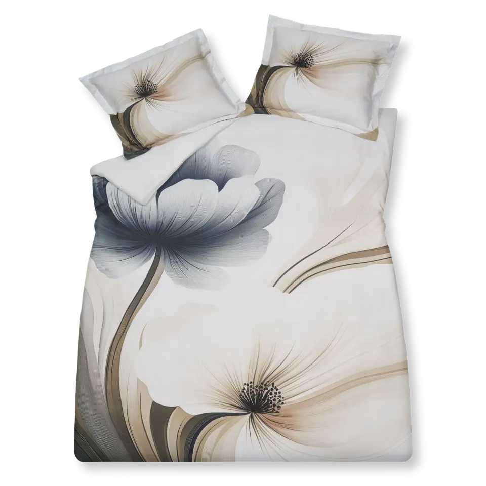 Vandyck Saffira dynetrekksett 140x200 krem blomster