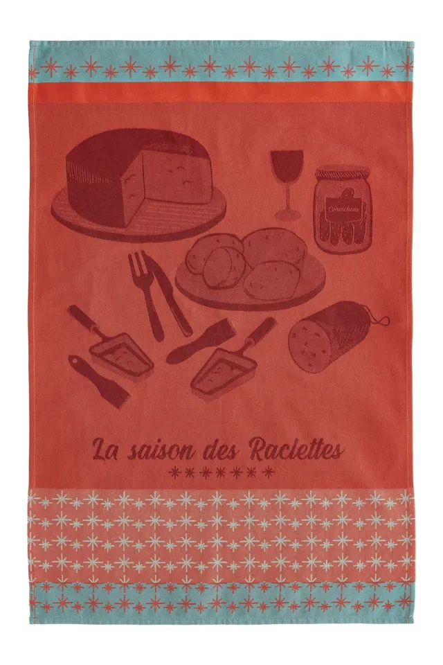 Coucke Raclette Season kjøkkenhåndkle rød bomull 50x75