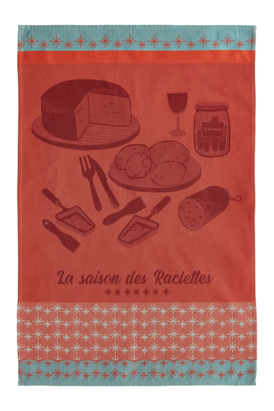 Coucke Raclette Season kjøkkenhåndkle rød bomull 50x75