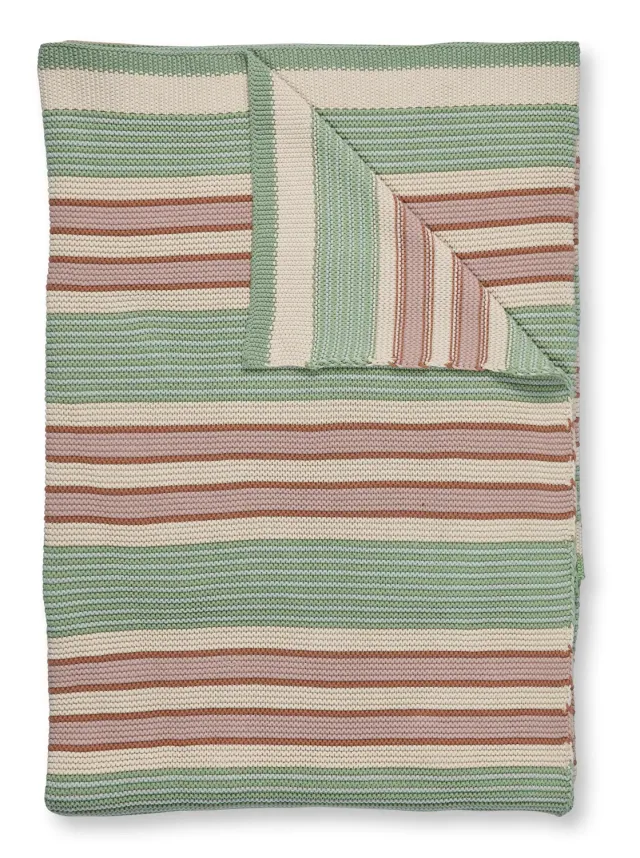 Pip Studio Bonsoir Combistripe sengepledd grønn 130x170