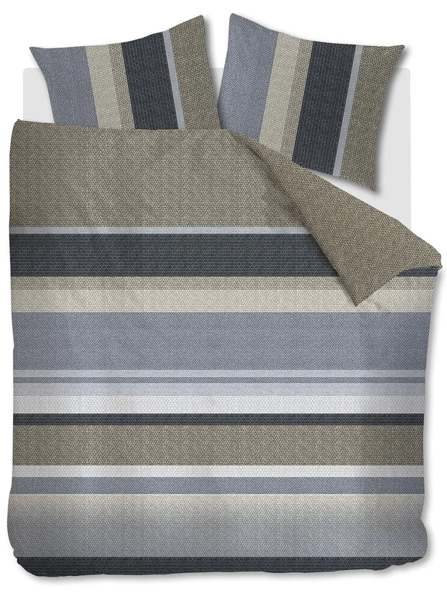 Beddinghouse Jorren dynetrekk 260x200 blågrå striper