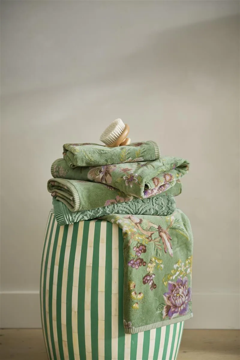 Pip Studio Secret Garden badehåndkle 70x140 grønn blomst