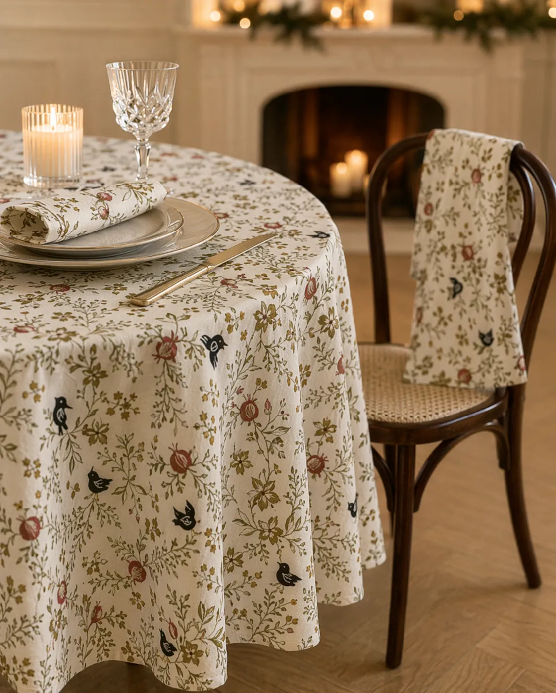 Coucke Pomegranate rund duk bomull lin khaki 180 cm