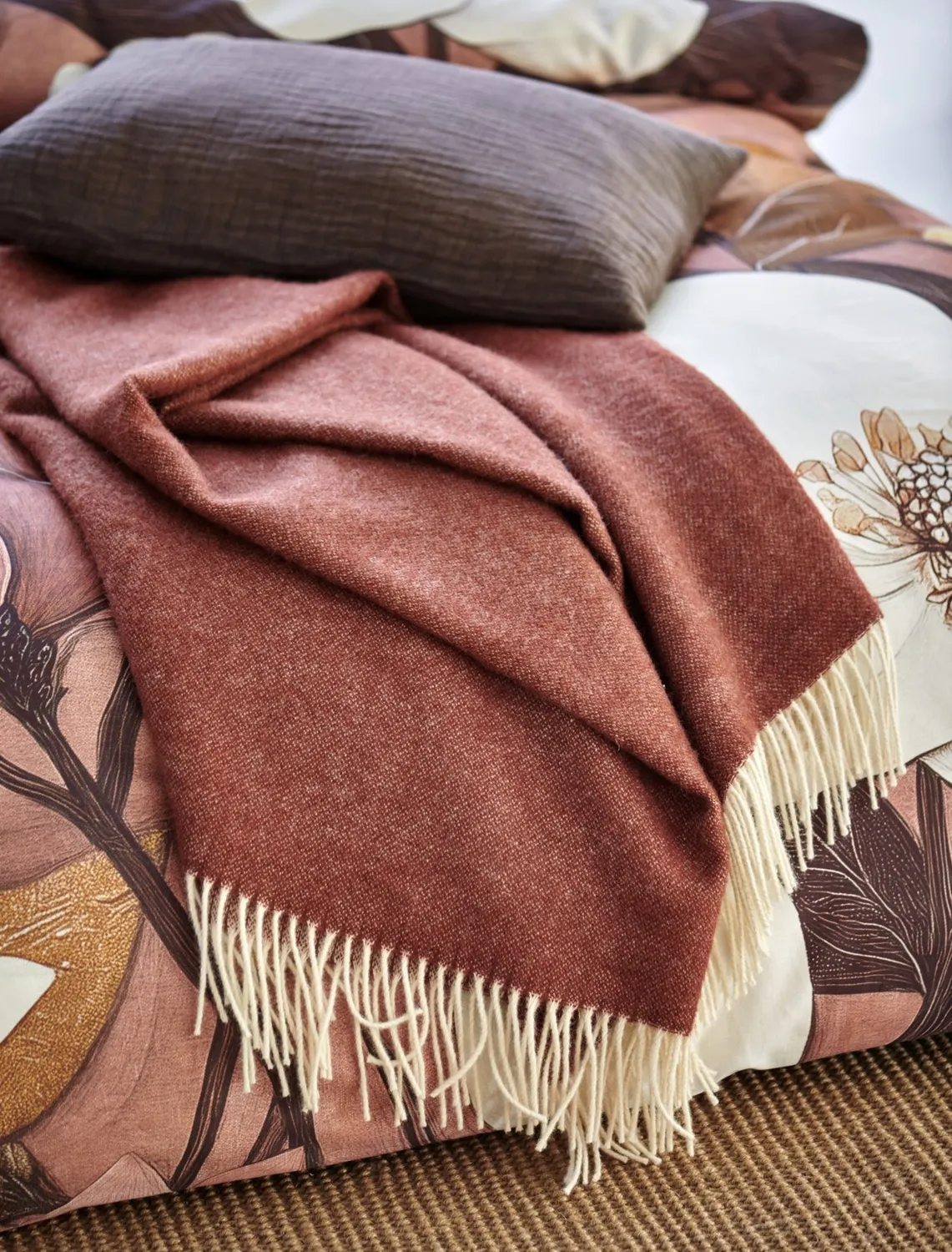 Vandyck Home Bellavita sengepledd mocca ull 160x260
