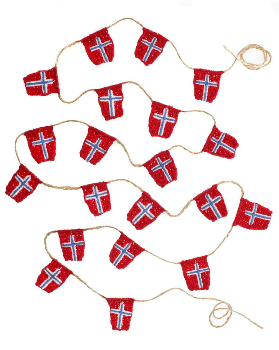 Solwang Norske flagg girlander bomull 20-pk