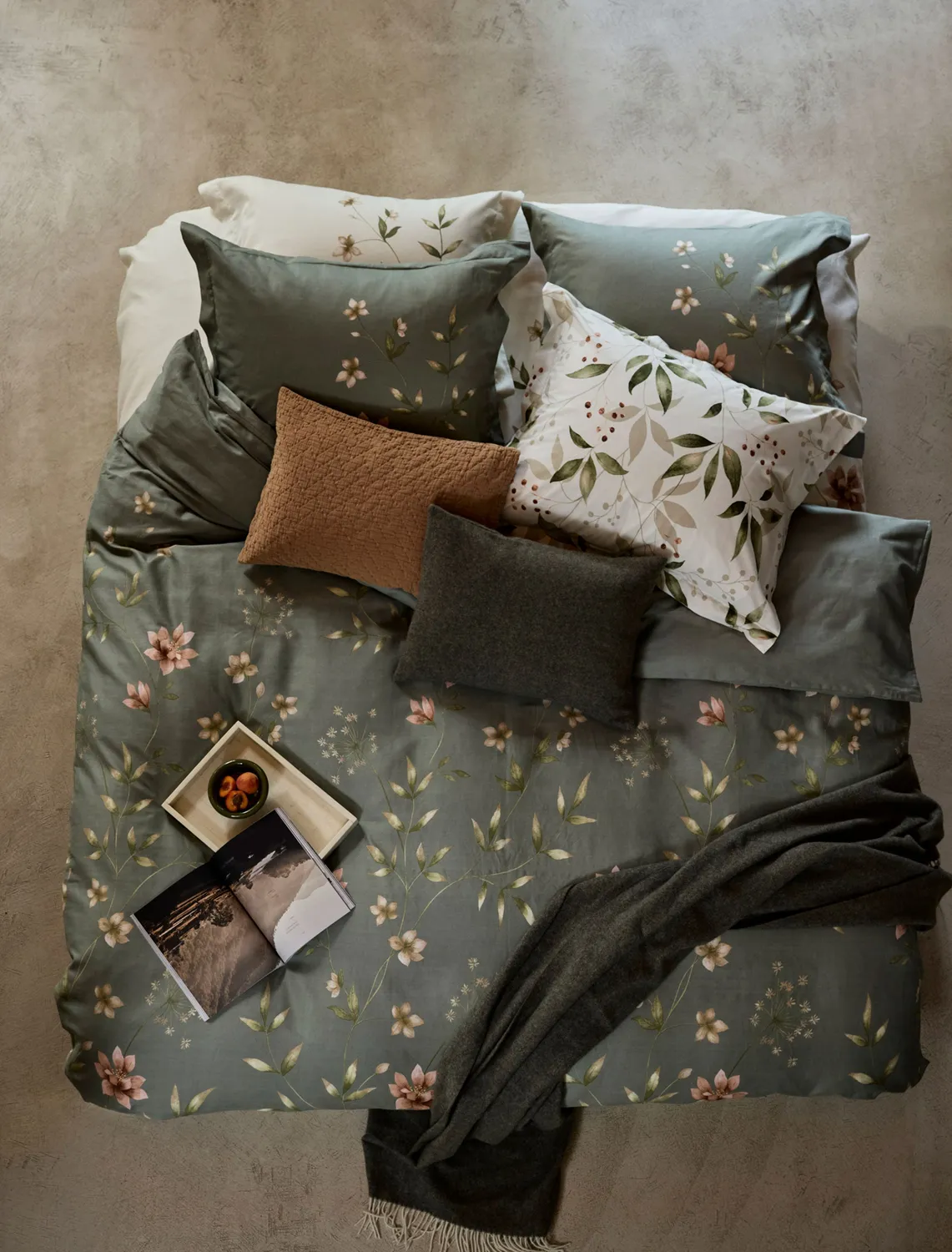 Vandyck Mosswood sengesett cream tan 200x200 bomull
