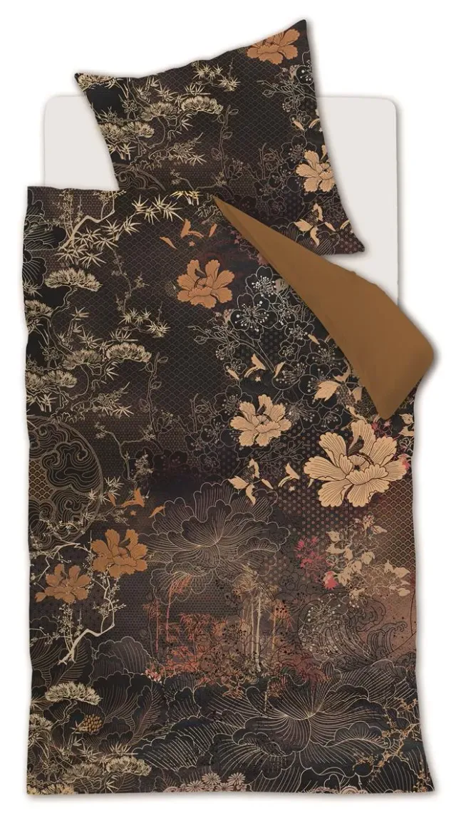 Kardol Imperial dynetrekk brun 200x200 cm sateng blomster