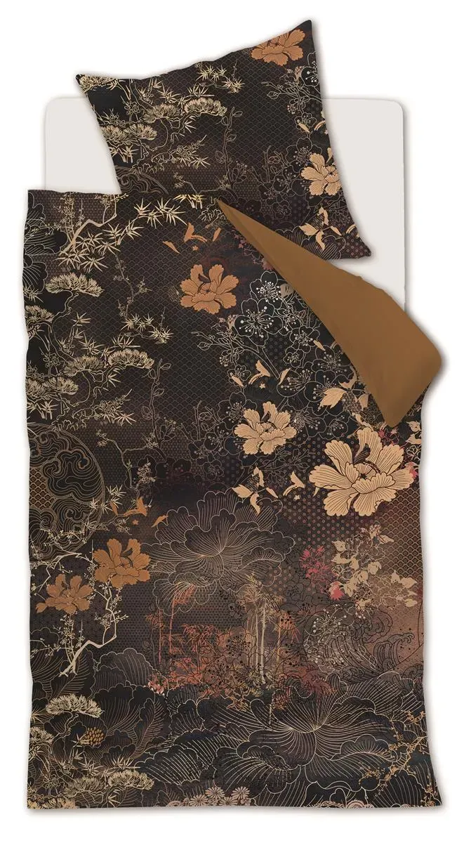 Kardol Imperial dynetrekk brun 200x200 cm sateng blomster