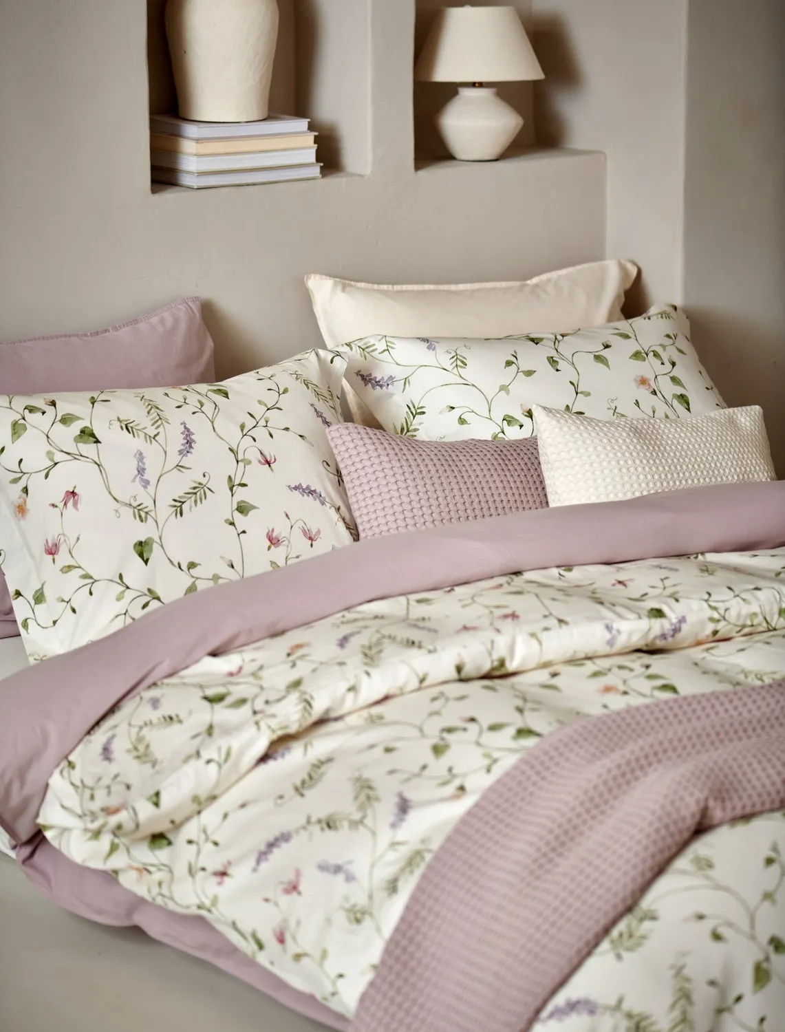Vandyck Virella sengetøysett cream tan 140x200/220 sateng blomster