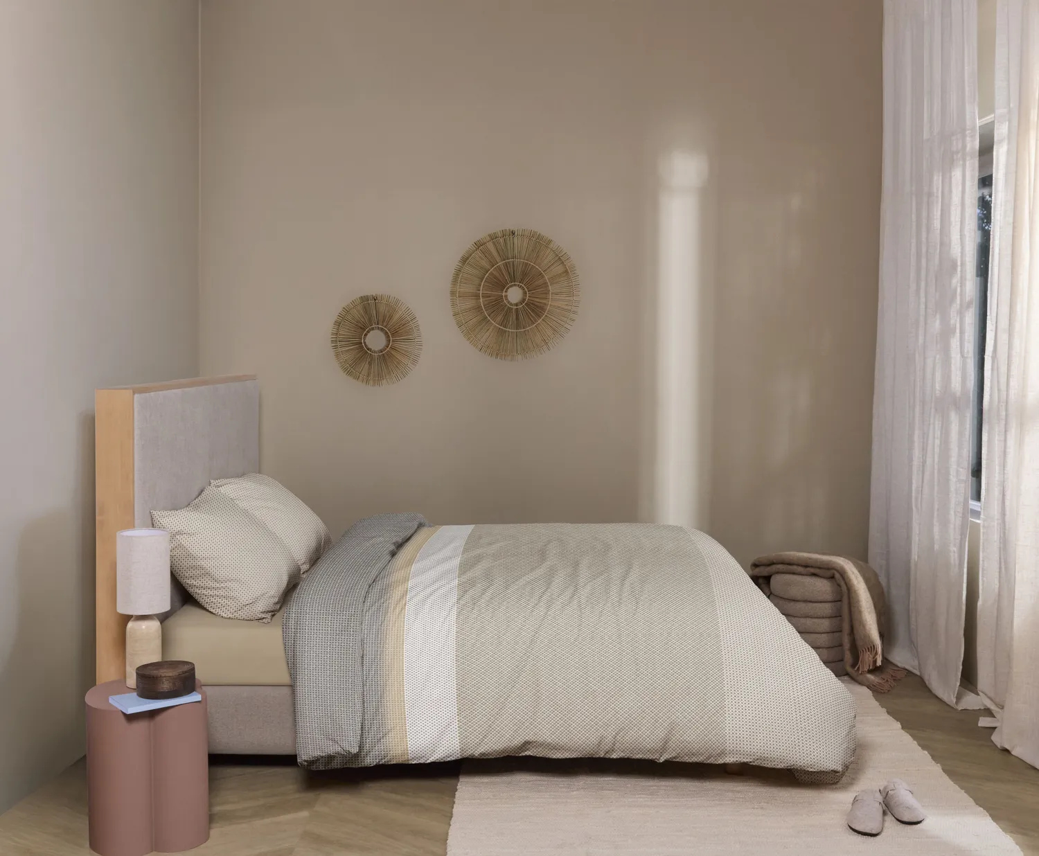 Beddinghouse Jente dynetrekksæt 140x200 naturel stripet bomull
