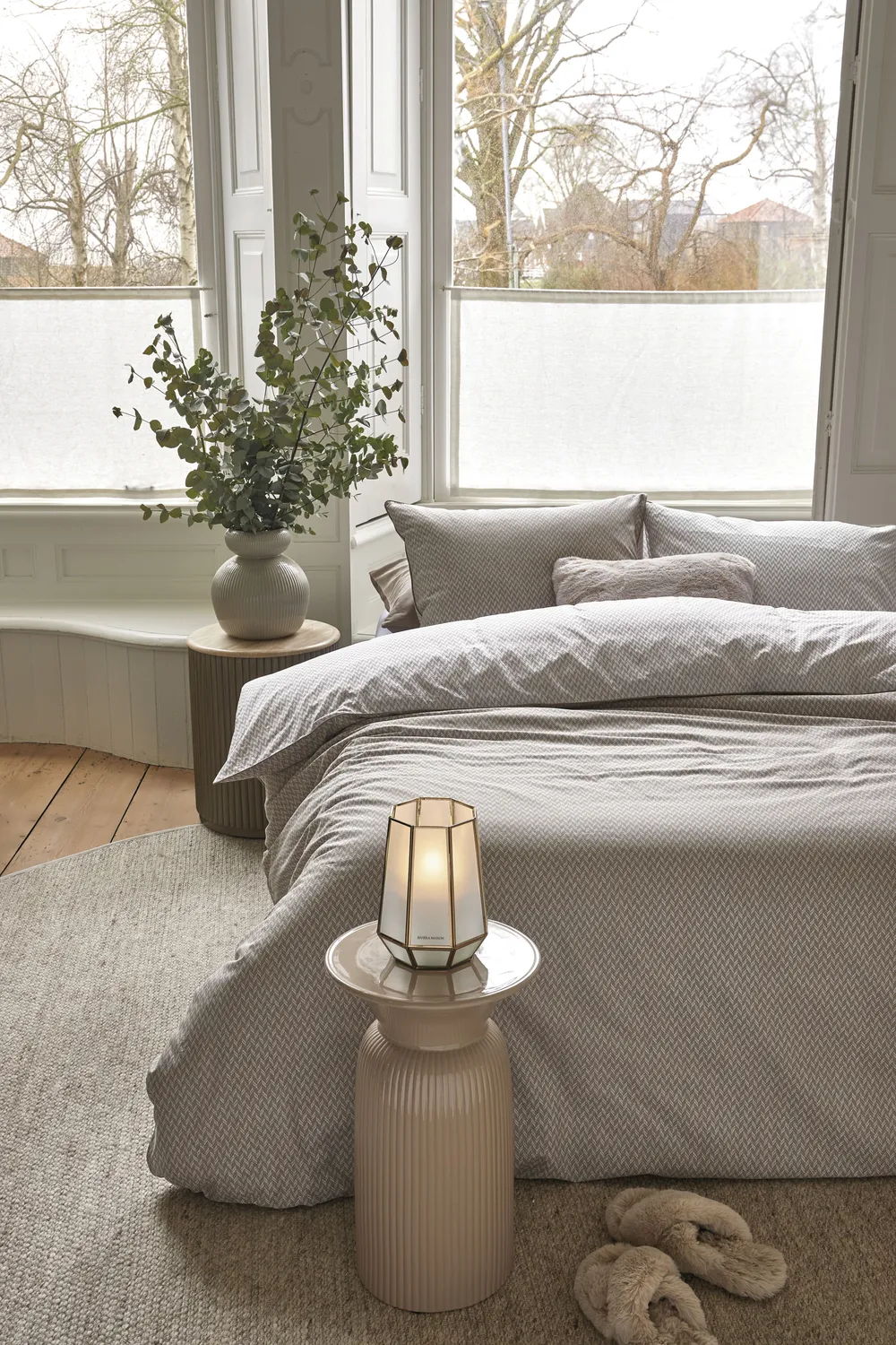 Rivièra Maison Emery dynetrekk 140x200 cm taupe fiskeben