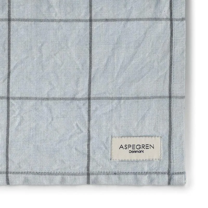 Aspegren Denmark Squares tehåndkle pearl blue 50x70 linblanding