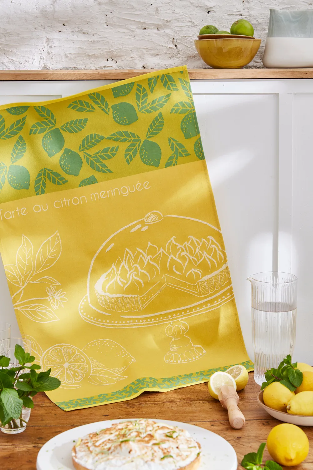 Coucke Lemon Tart Jacquard kjøkkenhåndkle gul 50x75 bomull
