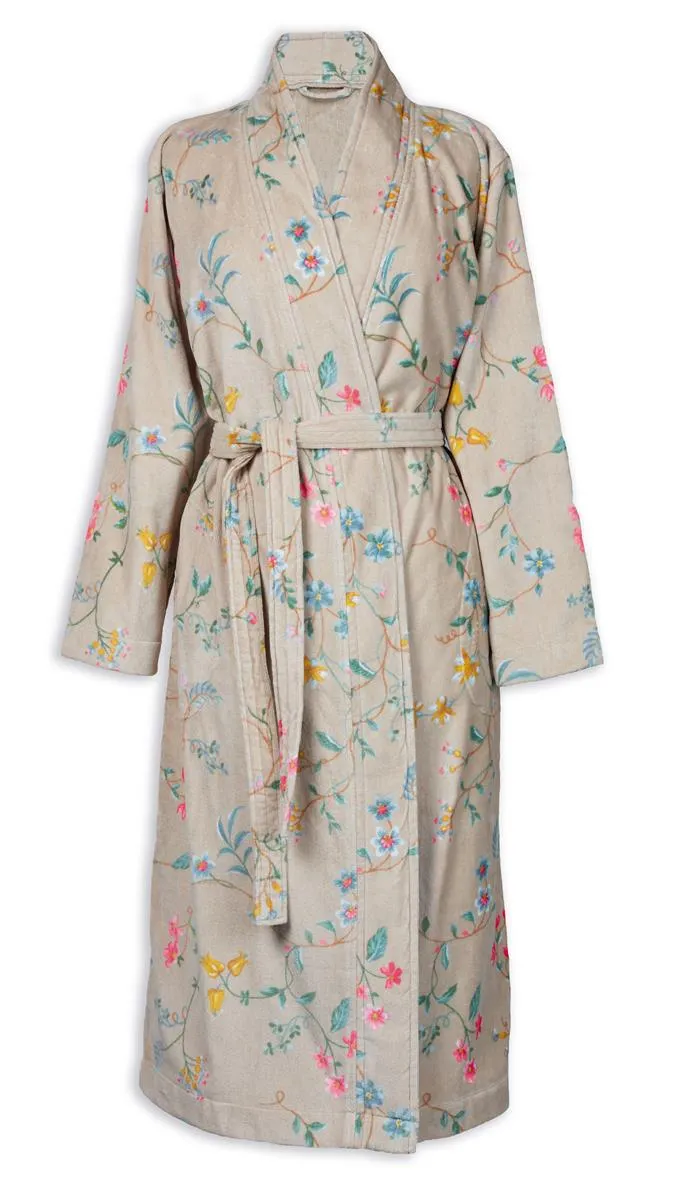 Pip Studio Les Fleurs badekåpe L khaki bomull