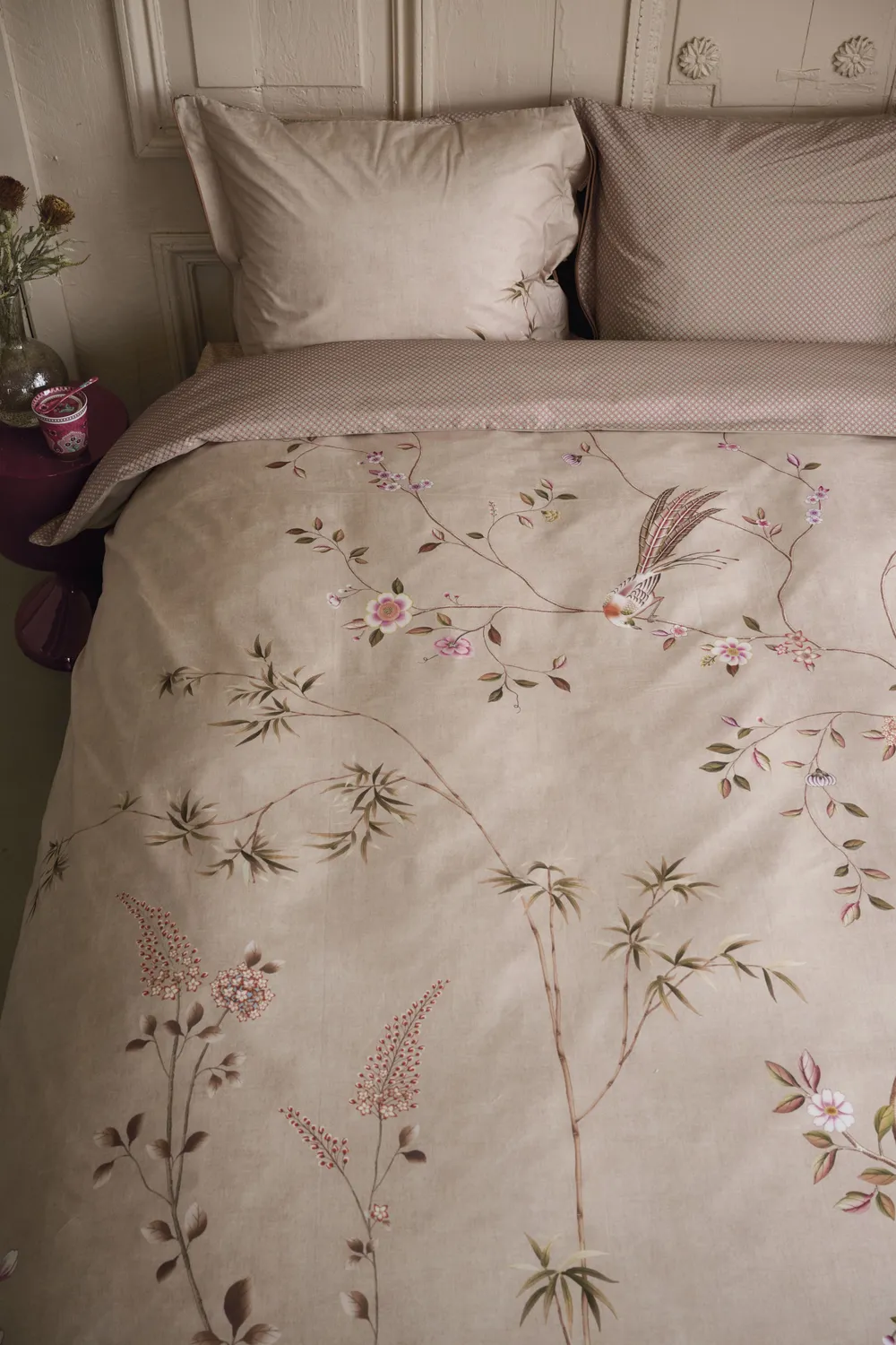 Pip Studio Bamboo Blossom dynetrekk 140x200 khaki