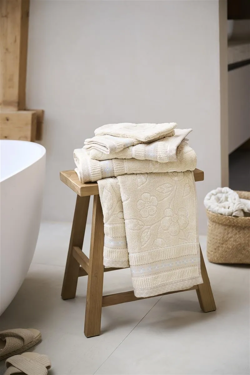 Pip Studio Jasmin Jacquard badehåndkle sand 70x140