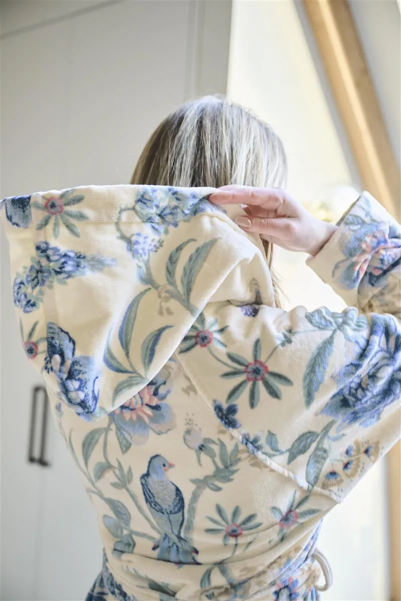 Pip Studio Secret Garden badekåpe L hvit/blå