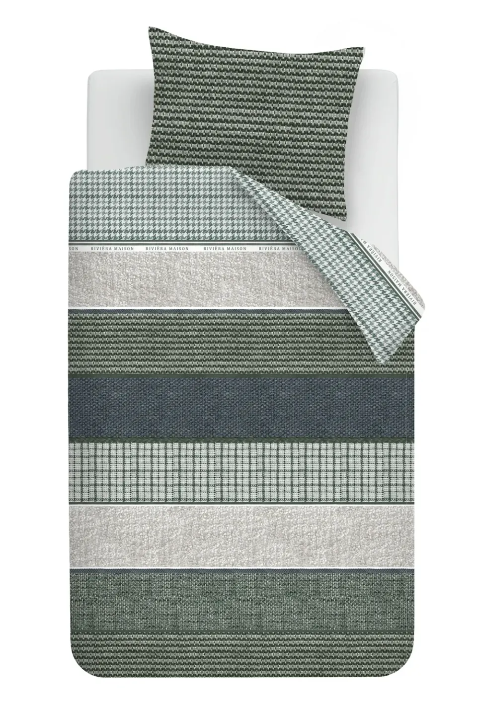 Riviera Maison Tailor dynetrekk blågrønn enkelt 140x200 cm