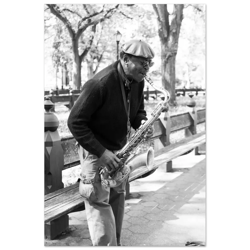 Hellstrøm Saxofon man NYC kunsttrykk 40x60 cm halvblankt papir