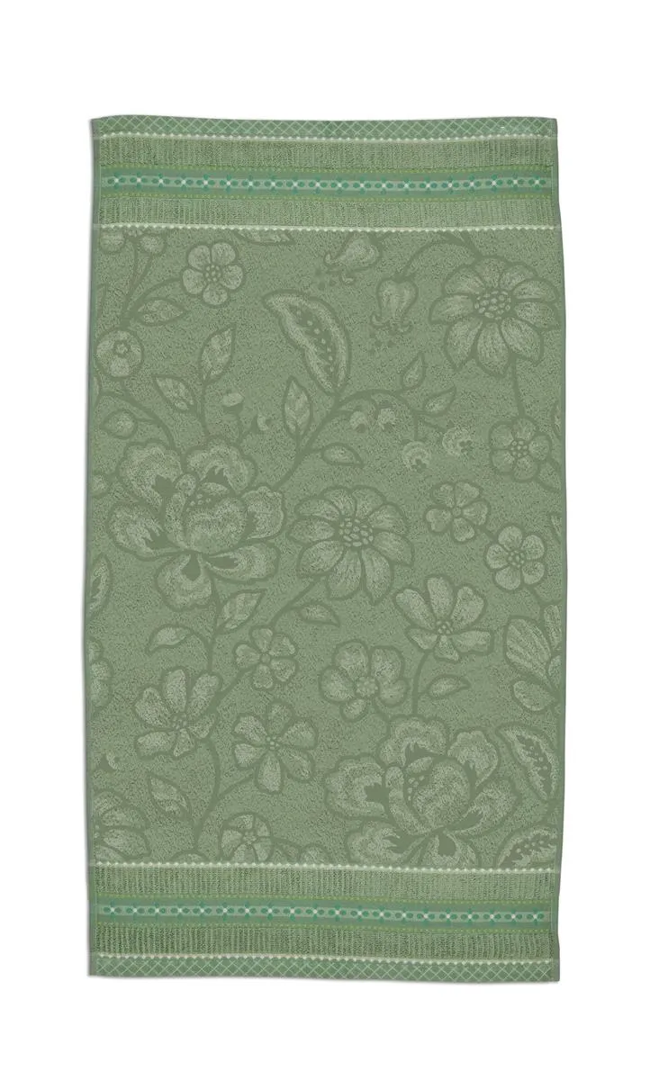 Pip Studio Jasmin Jacquard badelaken bomull grønn 70x140 cm