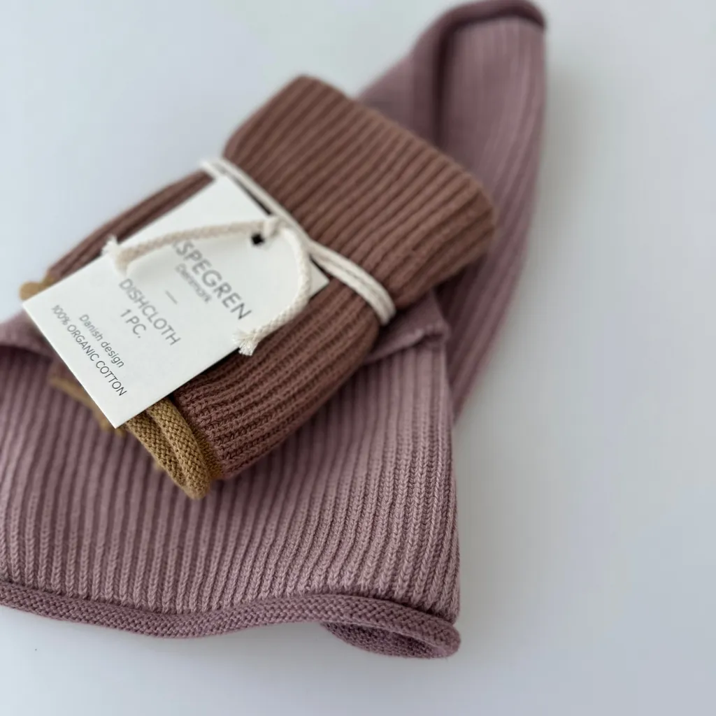 Aspegren Denmark Ripple Mauve oppvaskklut 26x26 strikket