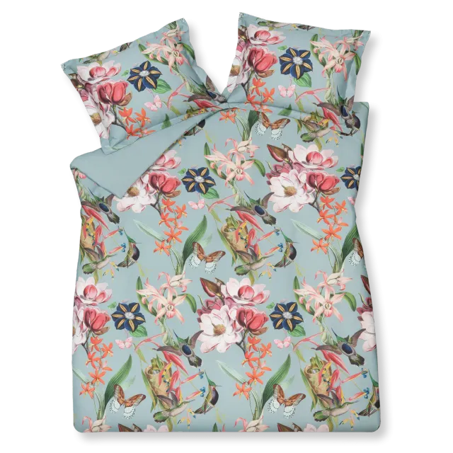Vandyck Flower Mix sengesett pearl blue 200x200 sateng