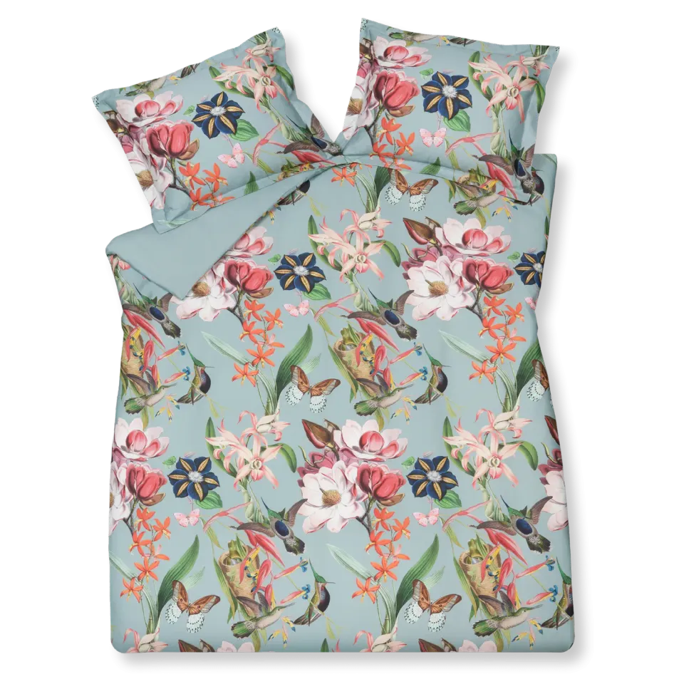 Vandyck Flower Mix sengesett pearl blue 200x200 sateng