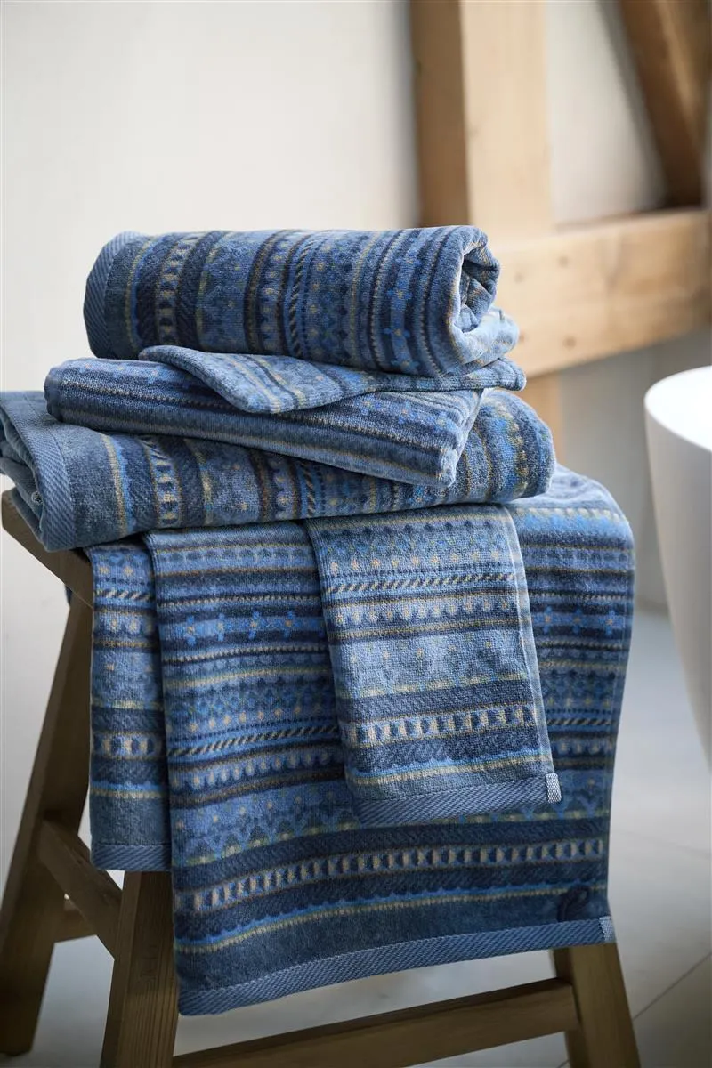 Pip Studio Geometric Print badehåndkle mørkeblått 70x140