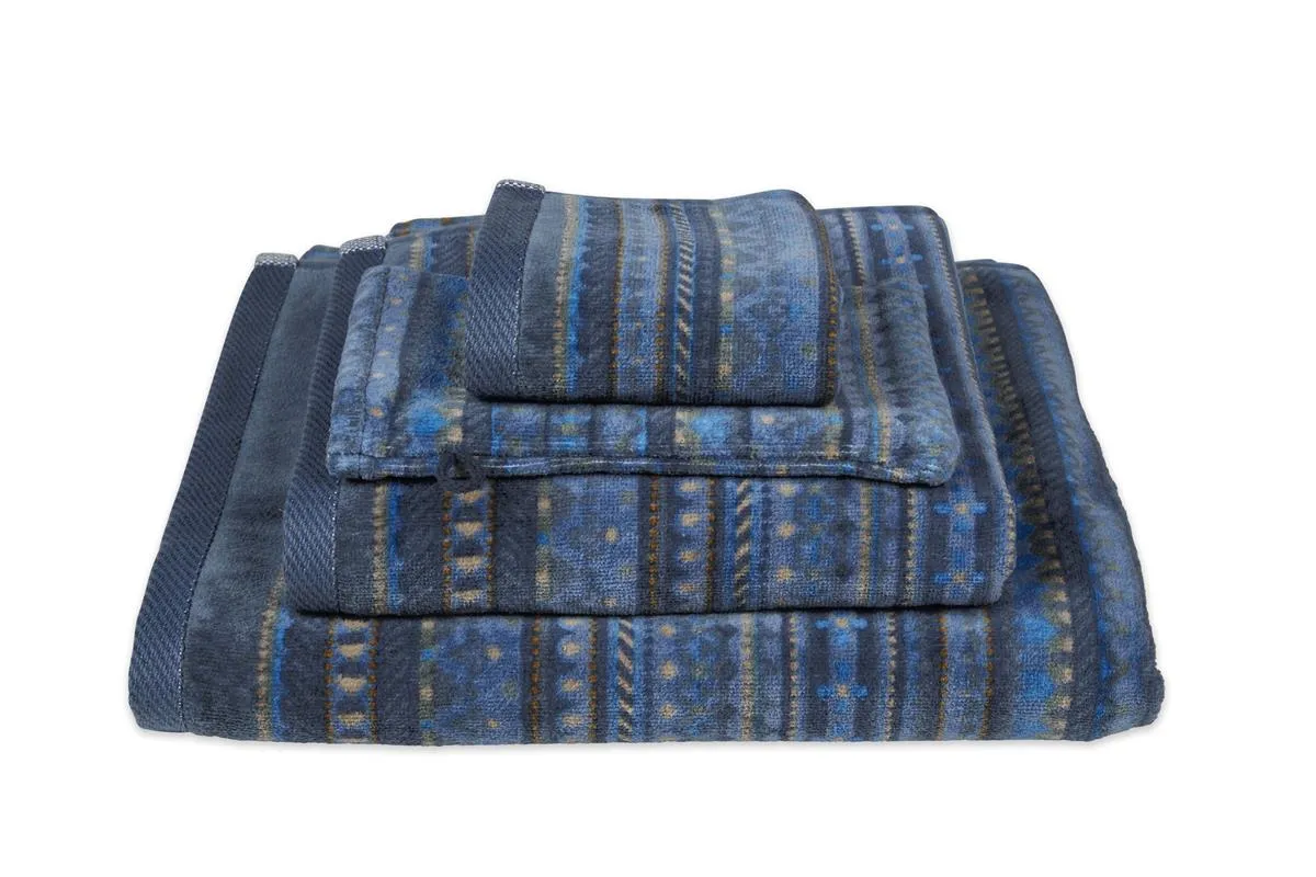 Pip Studio Geometric Print badehåndkle mørkeblått 70x140