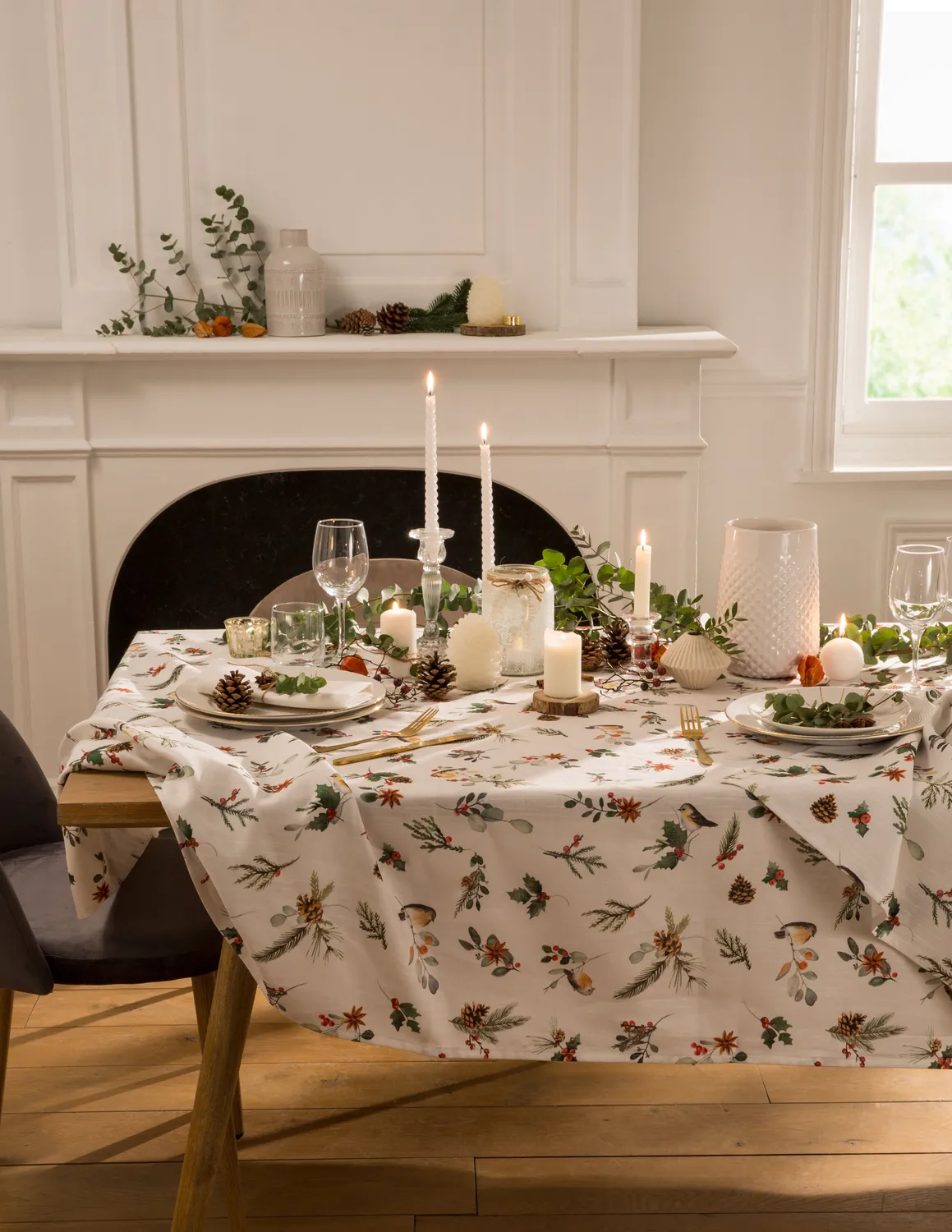 Coucke Magic Christmas bordduk hvit 180x300 bomull lin
