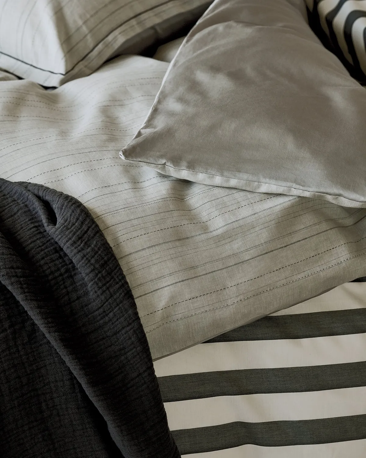 Vandyck Pure 72 dynetrekksett coolgrey 140x200 bomull-lin