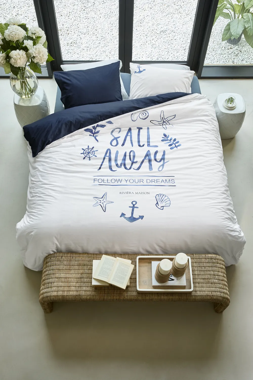 Rivièra Maison Sail Away pyntepute 45x45 blå