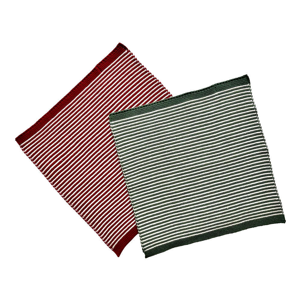 Solwang Design Dyp rød sjøgrønn klut 2-pk stripe
