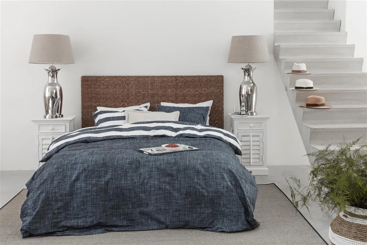 Riviera Maison Lindy Lines dynebetrekk 140x200 marineblå